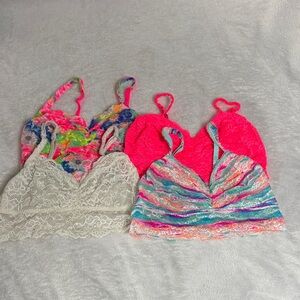 PINK Victoria's Secret Lace and Multicolor Bralette Set